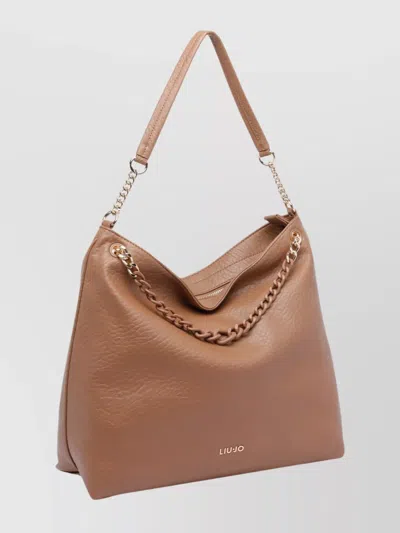Liu •jo Chain Strap Hobo Shoulder Bag Textured Finish In Brown