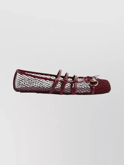 Gucci Net Nappa Triple-strap Horsebit Ballerina Flats In Brown