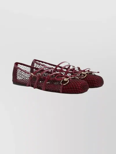 Gucci Net Nappa Triple-strap Horsebit Ballerina Flats In Brown