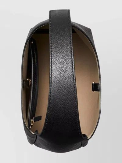 Tory Burch Small Leather Hobo Bag With Adjustable Strap In Black