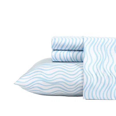 Nautica Lineary Waves Blue Twin Xl Sheet Set In Blue
