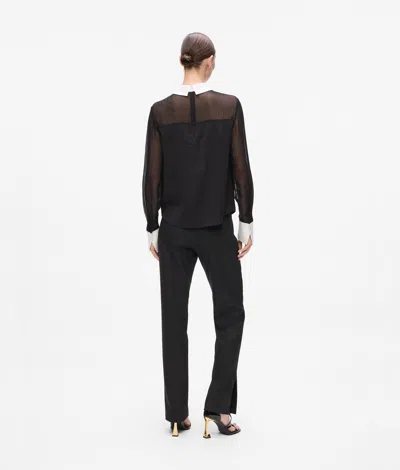 Karl Lagerfeld Sheer-panel Blouse In Black