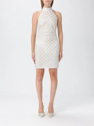 Rotate Birger Christensen Cream Mini Dress With All-over Sequins And Halter Neck In White