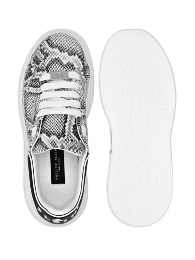 Philipp Plein Low Top Sneakers Roccia Python Print In White