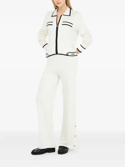 Liu •jo Collared Zip-front Cardigan In White