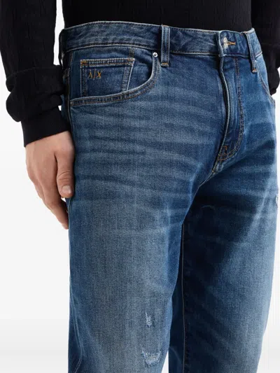 Armani Exchange Distressed Five-pocket Jeans In Blue