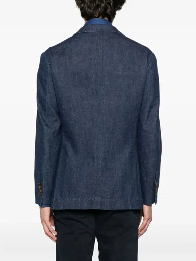 Brunello Cucinelli Single-breasted Cotton Denim Jacket With Patch Pockets In Blue