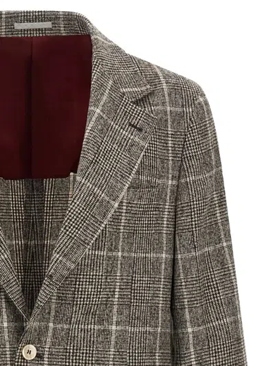 Brunello Cucinelli Men Wool Deconstructed Jacket In Brown