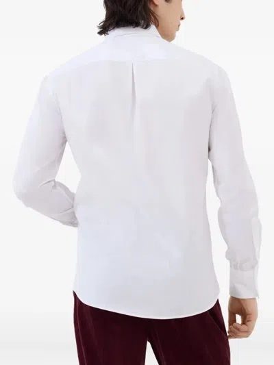 Brunello Cucinelli Men Basic Fit Twill Shirt With Button-down Collar In White