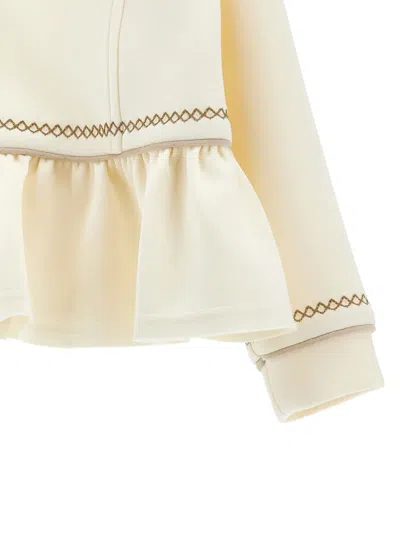 Monnalisa Kids' Zip-up Bomber Jacket In White