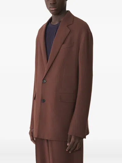 Lanvin Oversized Flannel Jacket In Brown