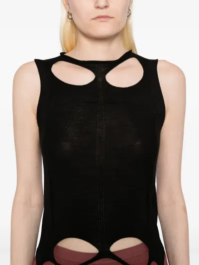 Rick Owens Slashed Sl Pull Vest In Black