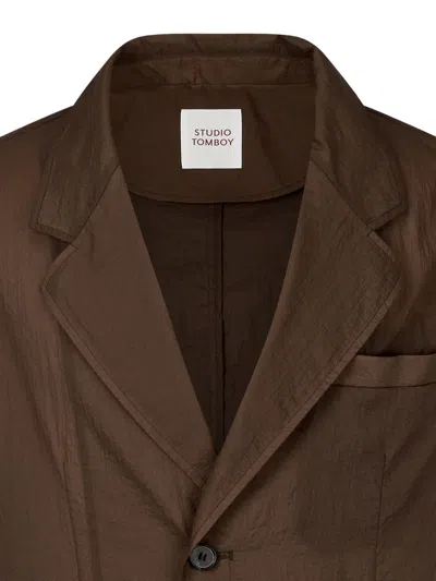 Studio Tomboy Buttoned Notched Jacket In Brown