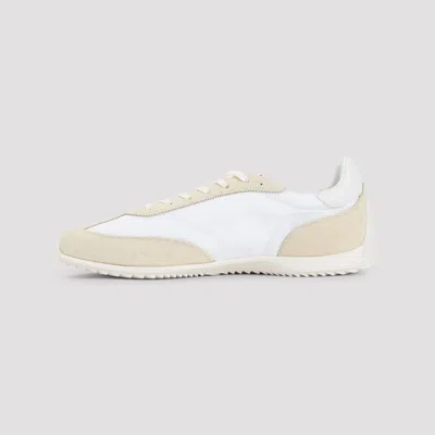 Celine Triomph Low Lace-up Sneaker With Suede Panels In White