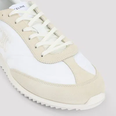 Celine Triomph Low Lace-up Sneaker With Suede Panels In White