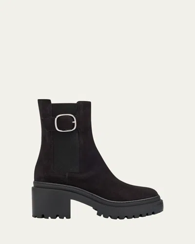 Giuseppe Zanotti Platform Suede Chelsea Boots In Black