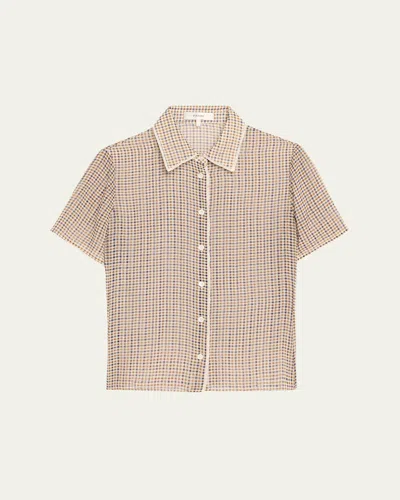 Frame The Houndstooth Silk Blouse In Neutral