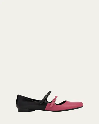 Pierre Hardy Duo Mary Jane Leather Ballerina Flats In Pink