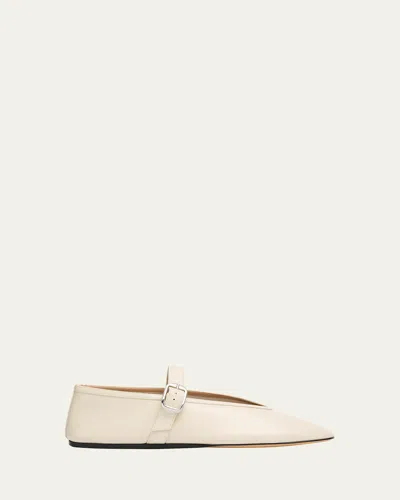Le Monde Beryl Stella Mary Jane Leather Ballerina Flats In White