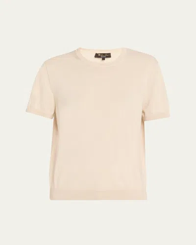 Loro Piana Ice Wish Short-sleeve Crewneck Sweater In Neutral