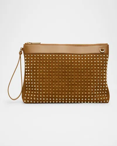 Christian Louboutin Funky Crosta Spikes Suede Wristlet