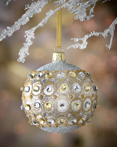 Neiman Marcus Frosted Glass Ornament In Gold