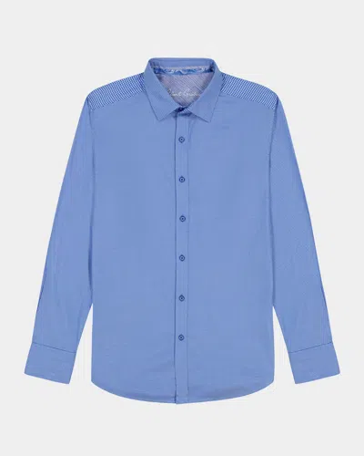 Robert Graham Kenmare Long Sleeve Stretch Cotton Button-up Shirt In Blue