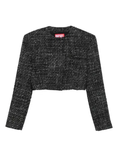 Diesel Cropped Jacket In Bouclé Fabric In Multi
