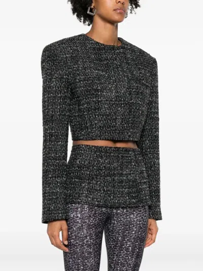 Diesel Cropped Jacket In Bouclé Fabric In Multi