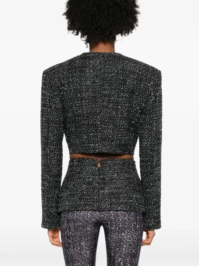 Diesel Cropped Jacket In Bouclé Fabric In Multi