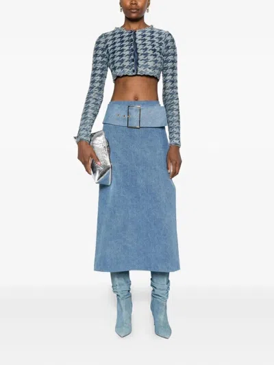 Diesel Long Sleeve Cropped Houndstooth Top In Multi