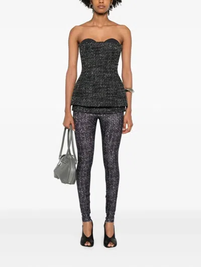 Diesel Bouclé Corset Top With Ultra-low Cut In Multi