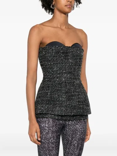 Diesel Bouclé Corset Top With Ultra-low Cut In Multi