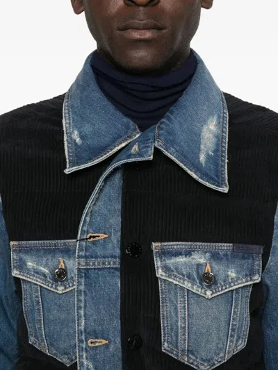 Dolce & Gabbana Blue Cotton Elastan Polyamide Polyester Jacket In Blue