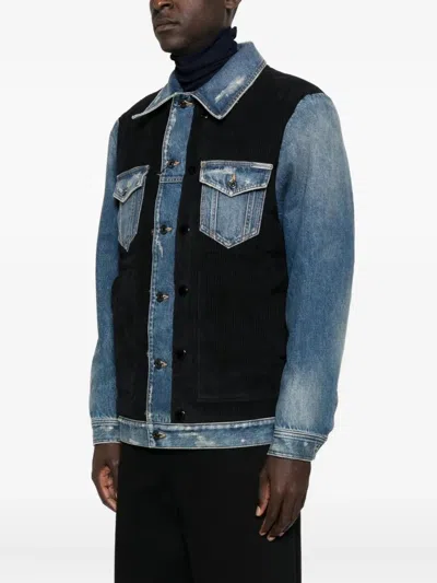 Dolce & Gabbana Blue Cotton Elastan Polyamide Polyester Jacket In Blue