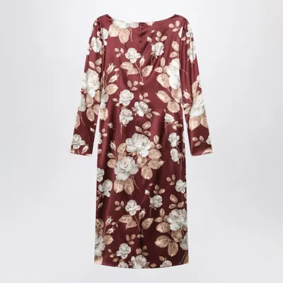 Dolce & Gabbana Dolce&gabbana Burgundy Satin Dress With Floral Print Women In Multi