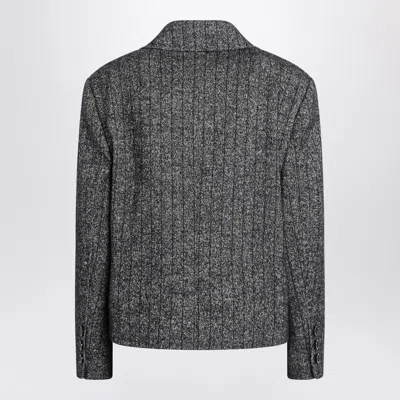 Dolce & Gabbana Striped Double-breasted Jacket In Gray
