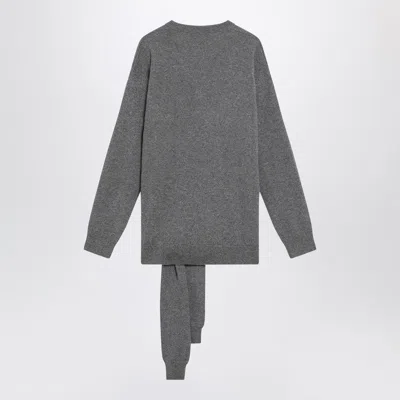 Dolce & Gabbana V-neck Knotted Cashmere Sweater Clothing In Gray