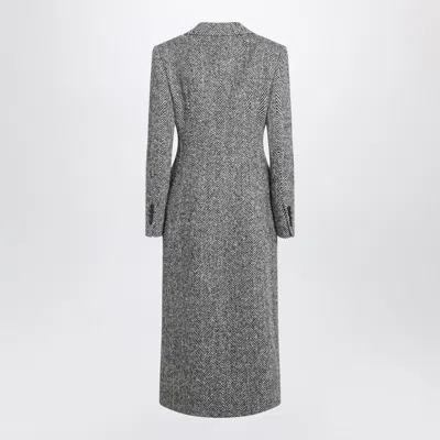 Dolce & Gabbana Single-breasted Wool Chevron Coat In Gray
