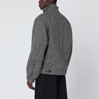 Dries Van Noten Patterned Wool Zip Jacket Front Pockets In Gray