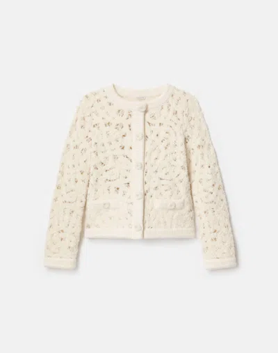 Lafayette 148 Alpaca Wool Boucle Embroidered Cardigan Jacket In Neutral