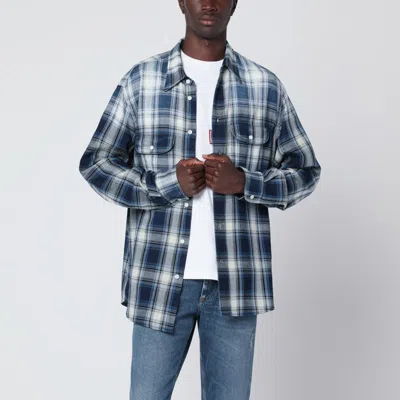 Dsquared2 Checked Pattern Shirt With Pockets And Collar In Blue