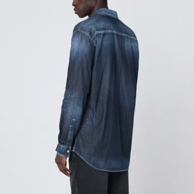 Dsquared2 Dan Shirt In Washed Blue Denim In Blue