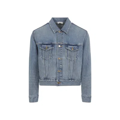 Fear Of God Light Blue Denim Jacket With Button-up Front And Vintage Finish In Blue