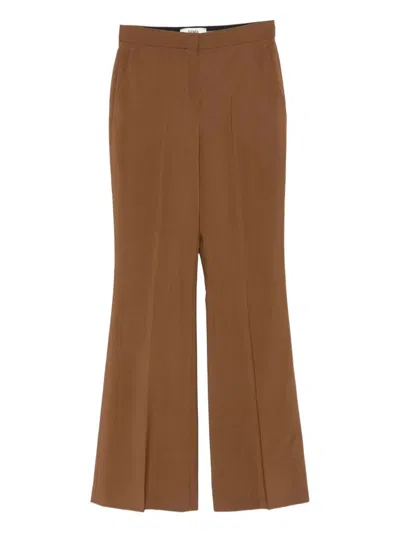Fendi Wool Mohair Pants In Brown