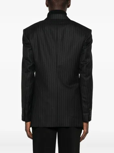 Givenchy Stripe-pattern Double-breasted Blazer In Black