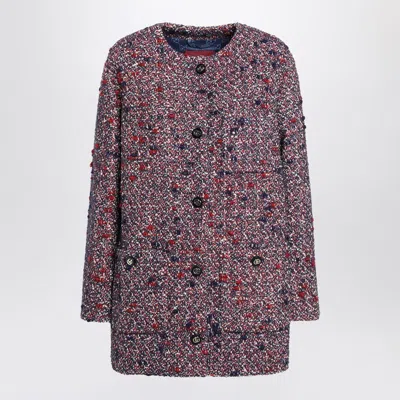 Gucci Multicolor Crewneck Jacket With Gg Logo On The Buttons In Wool Blend Woman