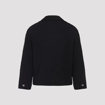 Gucci Double-breasted Wool Jacket Featuring Pockets In Black