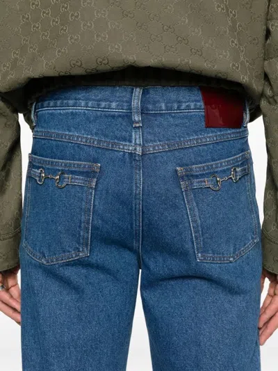 Gucci Men Slim Fit Denim Cotton Jeans In Blue