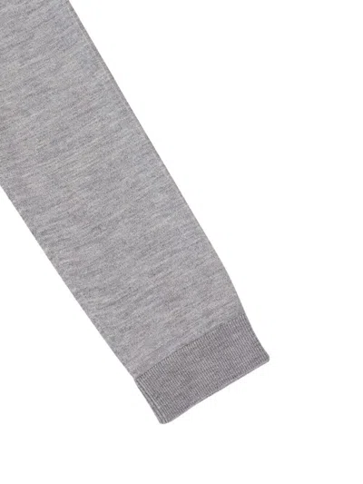 Gucci Grey Cardigan With Round Neck And Logo Lettering Embroidery On The Front In Cashmere And Silk Woman In Gray